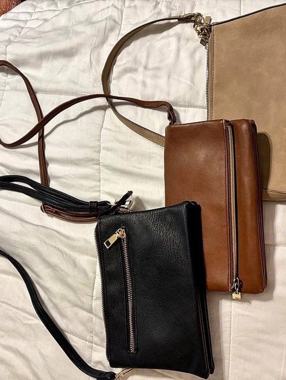 Set of 3 bags, Crossbody Bag in Brown & Black